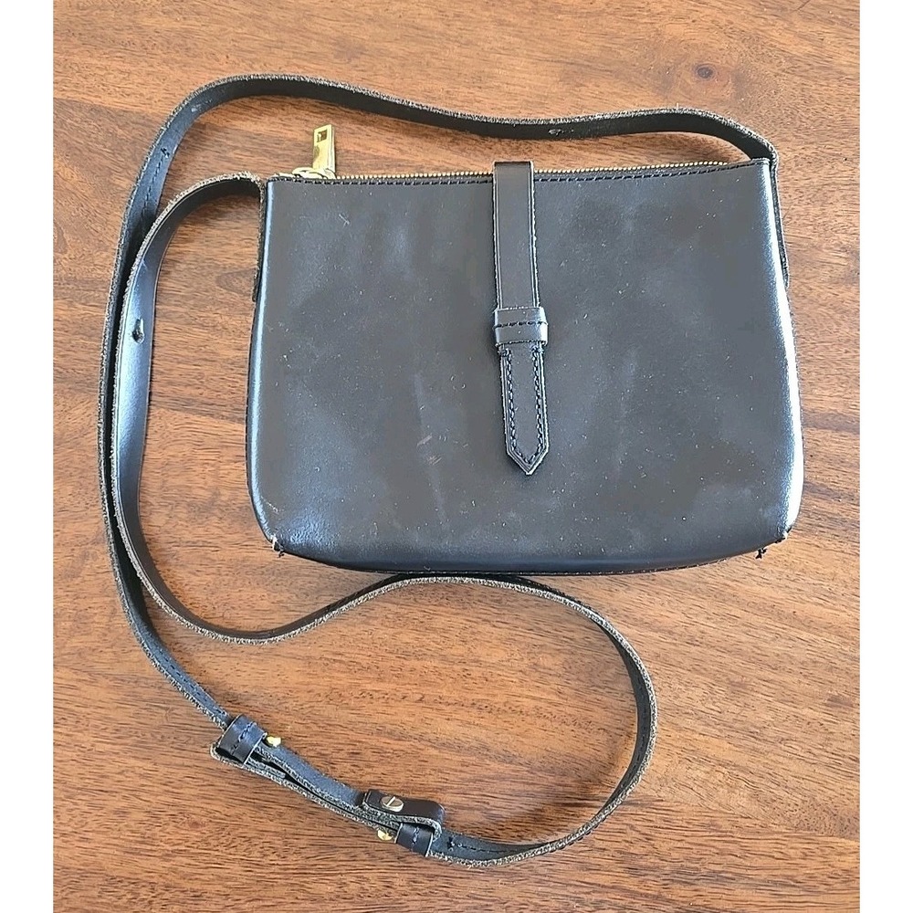 J. Crew Parker Crossbody Bag Black Leather Classic Styling Small Lightweight